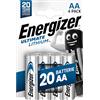 Energizer 20 Batterie Energizer Ultimate Lithium AA - Pile Stilo Lunga Durata per Dispositivi Torce Giocattoli e Fotocamere