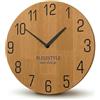 FLEXISTYLE Orologio da parete naturale, diametro 30 cm, effetto legno, 100% rovere, legno moderno, soggiorno, senza ticchettio