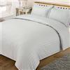 Dreamscene - Set Copripiumino matrimoniale da letto a righe, in satin, argento, King