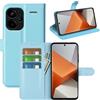 JIUNINE Cover per Xiaomi Redmi Note 13 Pro+ 5G, Custodia Portafoglio Libro in Pelle Sintetica Antiurto Cover Flip Case con Slot per Schede, Fibbia Magnetica per Redmi Note 13 Pro Plus 5G, Blu