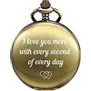 TREEWETO Orologio da tasca per marito, moglie, fidanzato, fidanzata, compleanno, incisione personalizzata, regalo per uomini, donne, San Valentino, Natale, bronzo
