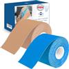 axion® Nastri Kinesiologici 2 Rotoli in Blu e Beige | Fasciatura fitness impermeabile - delicata sulla pelle - elastica - autoadesiva | Physio-tape ideale per sport e vita quotidiana - axion