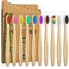 Sumshy 10 Colori Spazzolini Bamboo, Spazzolino da Denti a Setole Morbide Senza BPA, Set di spazzolini da denti in bambù naturale ecologico (Adulto - 10 colori)