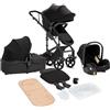 Sianldcone Passeggino 3 in 1 Trio Neonati, Tessuti di Alta Qualità Carrozzina per Neonato, Spinta Bidirezionale Passeggino Reversibile, Visione Aperta Passeggino Trolley (588 Black)