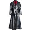 Hdhdeueh Trench lungo da uomo nero monopetto in pelle trench retrò steampunk gotico soprabito, Blu scuro, S