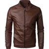 Sunnyuk Giacca di Pelle Nera Uomo Elegante, Bomber Corto Giacche in Pelle, Invernale Nero Elegante Casuale Colletto Risvolto Giubbino in Ecopelle, Primaverile Marrone Impermeabile Sottile alla Moda Giubbotto
