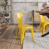 DEGHI Sedia con braccioli impilabile stile industrial in metallo giallo - Farley