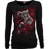 Spiral Bed of Rose Donna Maglia Maniche Lunghe Nero S 95% Viscosa, 5% elasthane Slim Fit