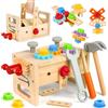 Afunti Cassetta per attrezzi per bambini in legno, giocattolo scatola per attrezzi per bambini, fai da te, giochi di costruzione per bambini, strumenti e banchi di lavoro, imitazione e giochi di ruolo