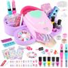 deAO Kit Gioco Per Unghie Bambina, Set di smalti per Bambini, Salone di Manicure con Asciugatore per Unghie, Kit per Manicure, Glitter, Adesivi per Unghie, Regalo di compleanno per Ragazze dai 5 anni+