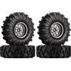 INJORA 1.0 RC Beadlock Ruote Fango Pneumatici Set Deep Dish 1,0 Ruote Pneumatici per Axial SCX24 FCX24 FCX18 Gladiator Deadbolt Bronco C10 JLU Upgrade Parts RC Crawler Car,Grigio