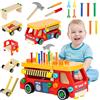 Joellfuner Cassetta Attrezzi Bambini Giochi in Legno, Multifunzionale Carro Attrezzi da Lavoro Bambini, 62 Pezzi Attrezzi Giocattolo Bambini, Giochi Montessori Educativi Regalo 2 3 4 5 Anni