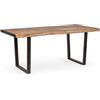 Decor Space Tavolo Elmer rettangolare, con gambe in acciaio, piano in legno di acacia, stile moderno (180 x 90 cm)