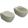 Ceramica Globo - 4All SENZA BRIDA sospesi Wc + bidet + coprivaso soft [CACHEMIRE OPACO] - MDS03CC+MDS09CC+MDR20CC