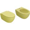 Ceramica Globo - 4All SENZA BRIDA sospesi Wc + bidet + coprivaso soft [SENAPE OPACO] - MDS03SE+MDS09SE+MDR20SE