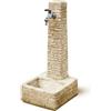 KAM Fontana Da Giardino Effetto Pietra In Cemento Clanezzo 28x31x65 Nocciola KAM