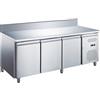 Ristoattrezzature Modello: 11553,Tavolo frigo refrigerato 3 porte in acciaio inox con alzatina -2 +8 °C 1795x700x850 h mm tropicalizzato a basso consumo energetico