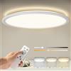 CGSGDK Plafoniera Led Dimmerabile Con Telecomando, Pannello Lampada Da Soffitto Rotonda 24W 2400LM IP44 2.5cm Ultra Sottile, 30x30cm Bianco Per Camera Da Letto/Bagno/Camera Dei Bambini/Soggiorno/Cucina