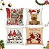 Abnaok Set di 4 federe per cuscino natalizio, 45 x 45 cm, colore rosso, per cuscini da divano, motivo cervo, federa per cuscino con scritta Buon Natale (C)