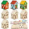MONCAP 7 Pz Casette di Legno Natalizie 8x8x11.5cm Villaggio Natalizio Decorazione Christmas Village Regali Addobbi Natale - per Regalo