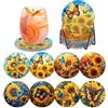 MOGTAA 8 sottobicchieri con supporto per diamond painting con diamante, set di immagini per adulti e bambini, sottobicchieri fai da te con sughero, decorazione per la casa