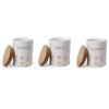UTILISSIMI EDITACASA - Set di 3 Barattoli per Caffè, Sale e Zucchero con Coperchio in Legno, Ceramica, Decoro Floreale, 10 x 13 cm