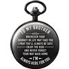 TREEWETO Orologio da tasca da uomo con incisione, regalo per fratello, idee regalo di compleanno uniche per uomo, regalo di laurea per lui, regalo per uomo, nero, moderno
