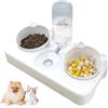 Kakbrt Ciotola per Gatti,3 in 1 Doppio Ciotole per Animali Domestici,Distributore Acqua Pet Feeder Automatico,per Gatti e Cani di Piccola Taglia (Bianco)