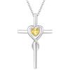 FANCIME Croce Ciondolo Collana Infinito Cuore Gioielli per Donna in Argento 925 con Citrino Naturale - Catena Lunghezza: 40 + 5 cm