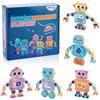 Funmo Giochi in Legno，Giochi Montessori 2 Anni，Giochi Legno Montessori，Gioco Bambino，Giochi Educativi Costruzioni per Bambini con Bottoni，Giocattoli Robot da Costruzione（Adatto A Partire da 12 Mesi）