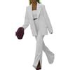 Generico Tailleur Donna Elegante Giacca Blazer Pantalone Zampa Spacco Bianco/S/M