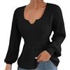 Generico Felpa Donna Cotone Leggero Maglione Termico Donna Maglione lavorato a maglia con scollo a V invernale da donna Pullover tinta unita con volant Maglia Marrone Donna Maglioni (Black, M)