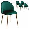 x 4 Sedia Velvet in Velluto Verde Gambe Robuste effetto Oro