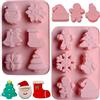 Vulevirtue 2Pcs Stampo in Silicone Natale, Natale per Torta in Silicone 3D,Natale Stampi in Silicone per Torte,Pan di Zenzero,Cioccolato,Dolci, Sapone(12 Elementi Natalizi)