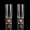 DUJUST Bicchieri di cristallo (2 oz), Set di bicchieri da shot decorati con scaglie d'oro 24K, senza BPA e senza piombo, perfetti per l'arredamento e la collezione, scelte regalo - 2 pz.