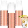 RAINPOP 60 bicchieri da festa in plastica dura da 10 oz/300 ml, con taglio oro rosa, riutilizzabili, per bevande, champagne, cocktail, in plastica per compleanni, matrimoni