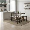 FurnitureR Dining Room Sets, Set di 3, L110 cm Dining Table with 2 L100 cm Benches, Steel Frame and Wood, Ruatic Brown Industrial Style, for 4 People Dining Room Or Kitchen, Balcony, Garden