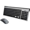 ADJ Platinum KW10 Set Tastiera Multimediale e Mouse Wireless, Layout Italiano QWERTY, per PC/Laptop/Notebook Windows, Tasti Silenziosi, Senza Fili, 102 Tasti, Mouse Ergonomico 1600 DPI, Silver/Nero