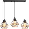 PETITES ECREVISSES Lampadario a sospensione industriale design 3 lampade diamante canapa corda metallo LED lampada da soffitto paralume retrò design E27 per cucina soggiorno camera da letto (Ø16 cm