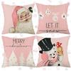 Jiahuade Natale Cuscino,Cuscini natalizi per Divano,4 Pcs Copricuscini Natalizi,Cuscino Natalizio,Federe Cuscini Natalizi,Cotone e Lino Biancheria Cuscini,per Divano per Natale Decorazioni ( 45 x 45 cm）