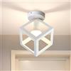 iDEGU Lampada da Soffitto Moderna a Forma di Gabbia Cubo Geometrico Plafoniera Vintage E27 illuminazione per Camera da Letto, Soggiorno, Ristorante,16 cm, Bianco
