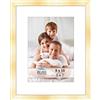 Icona Bay - Cornice dorata 20x25 cm con passepartout rimovibile per foto 13x18 cm - Cornice in legno composito in stile moderno - Da tavolo o da parete - Collezione Bliss