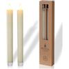 comforder Candele LED con Fiamma Tremolante in Vera Cera (Set da 2), Candele a Pile con Timer, Candele a Batteria (Crema)