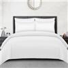 Pamposh, Set di biancheria da letto con copripiumino a righe in rilievo, qualità alberghiera, biancheria da letto ipoallergenica ultra morbida in microfibra (Bianco, Doppio (200 x 200 cm))