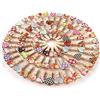 ANCLLO - Confezione da 100 mini mollette con cuori, Pezzi Mini Mollette di Legno Colorate Mollettine Decorative per Foto Matrimonio Artigianato con 30M Spago di Iuta