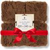 SPRINGOS - Coperta in pelliccia sintetica double face, morbida, plaid, 220 x 240 cm, marrone chiaro