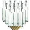 gouveo Set 30 Bottiglie in Vetro Bordolese da 500 ml con Tappo a Vite Oro - Bottiglia Rotonda in Vetro da Riempire - Bottiglia Vuota per Liquore, Vino, Olio, Aceto (FBR500G)