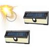 DISCORAMA FARETTO SOLARE DA ESTERNO 190 LED, FARO DA PARETE CON RICARICA SOLARE, FARETTO DA PARETE CON SENSORE DI MOVIMENTO CREPUSCOLARE, LUCE DI EMERGENZA CON 9 LED ROSSI 9 LED BLU (X2)