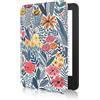 MoKo Custodia Compatibile con 6 Pollici Nuovo Kindle 11a Generazione 2024/2022, Cover Leggera con Auto Sveglia/Sonno per e-Reader, Fiorellino con foglia blu
