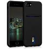 kwmobile Cover compatibile con Apple iPhone SE (2020/2022) / 8/7 - in Silicone morbido - Custodia con scomparto porta carte biglietti - Back Case nero matt